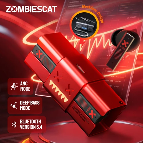 Zombie Cat -45dB ANC auriculares Bluetooth graves profundos auriculares con reducción activa de ruido auriculares deportivos Bluetooth 5,4 con collar
