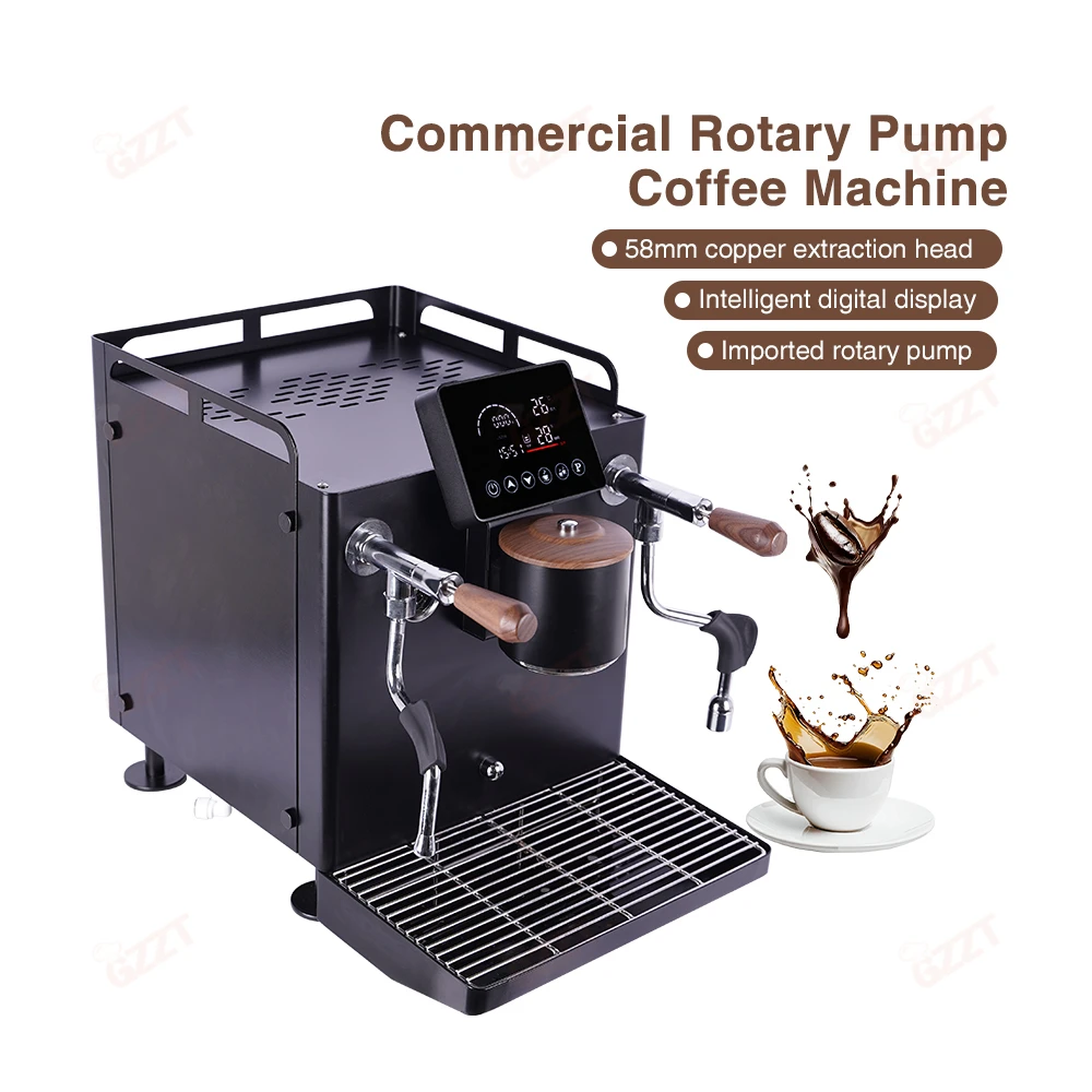 Barista Cafe Espresso Brewing Maker, Commercial Dual Boilers 9Bar Rotary Pump With Temperature & Time Adjustable Function