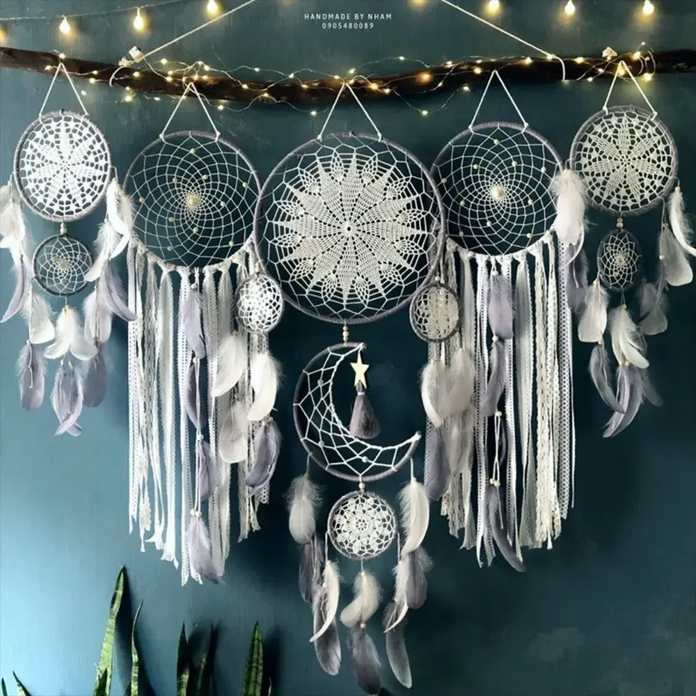 Dream Catchers Boho Home Decor Macrame Dream Catchers Wall Hangings Moon Ramadan Baby Nordic Room Kids Nursery Ornament