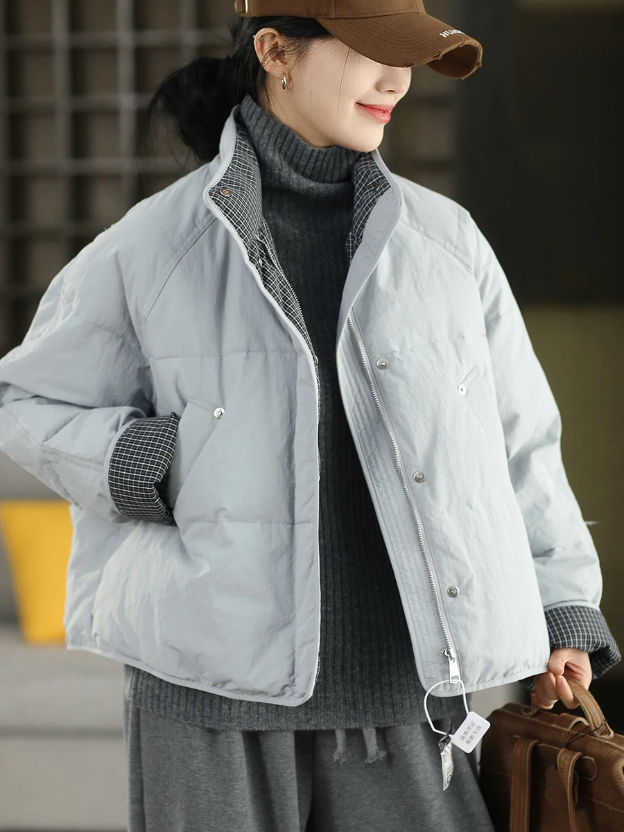 

Утепленное пуховое пальто в стиле пэчворк с регулируемым низом, зимнее, в ретро-клетку, модная верхняя одежда для женщин