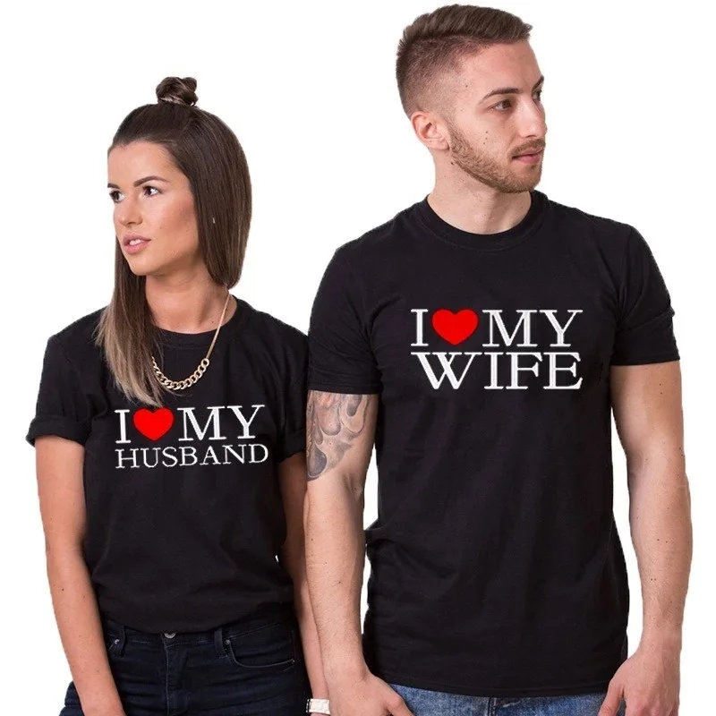 

Summer casual couple round neck T-shirt, printed with king and queen design, suitable for wife and husband, fashionable DW241