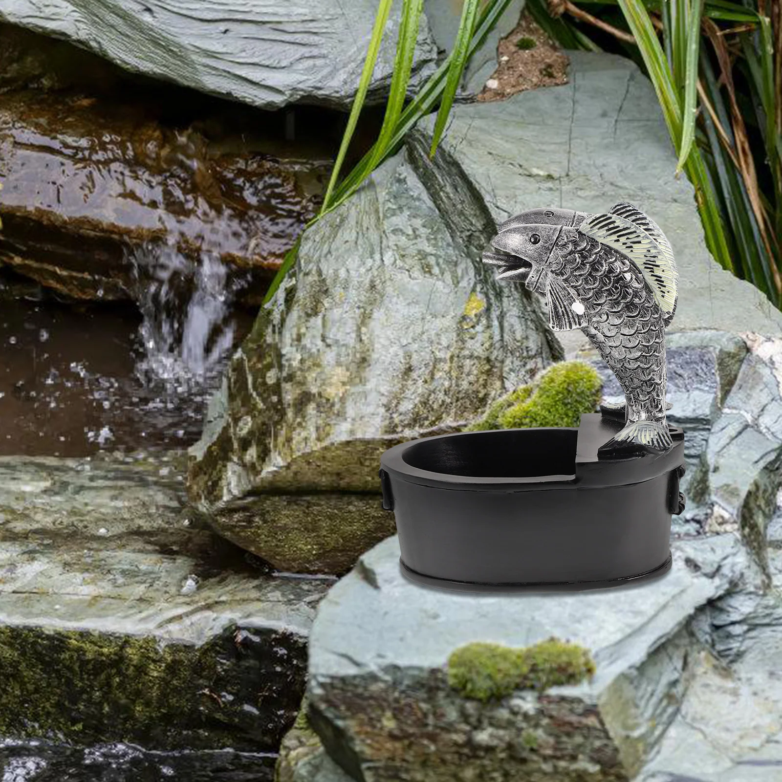 Fish Tank Waterfall Fountain Resin Jar Circulating Outdoor Garden Decor Home Patio Balcony Water Feature Relaxing Landscape