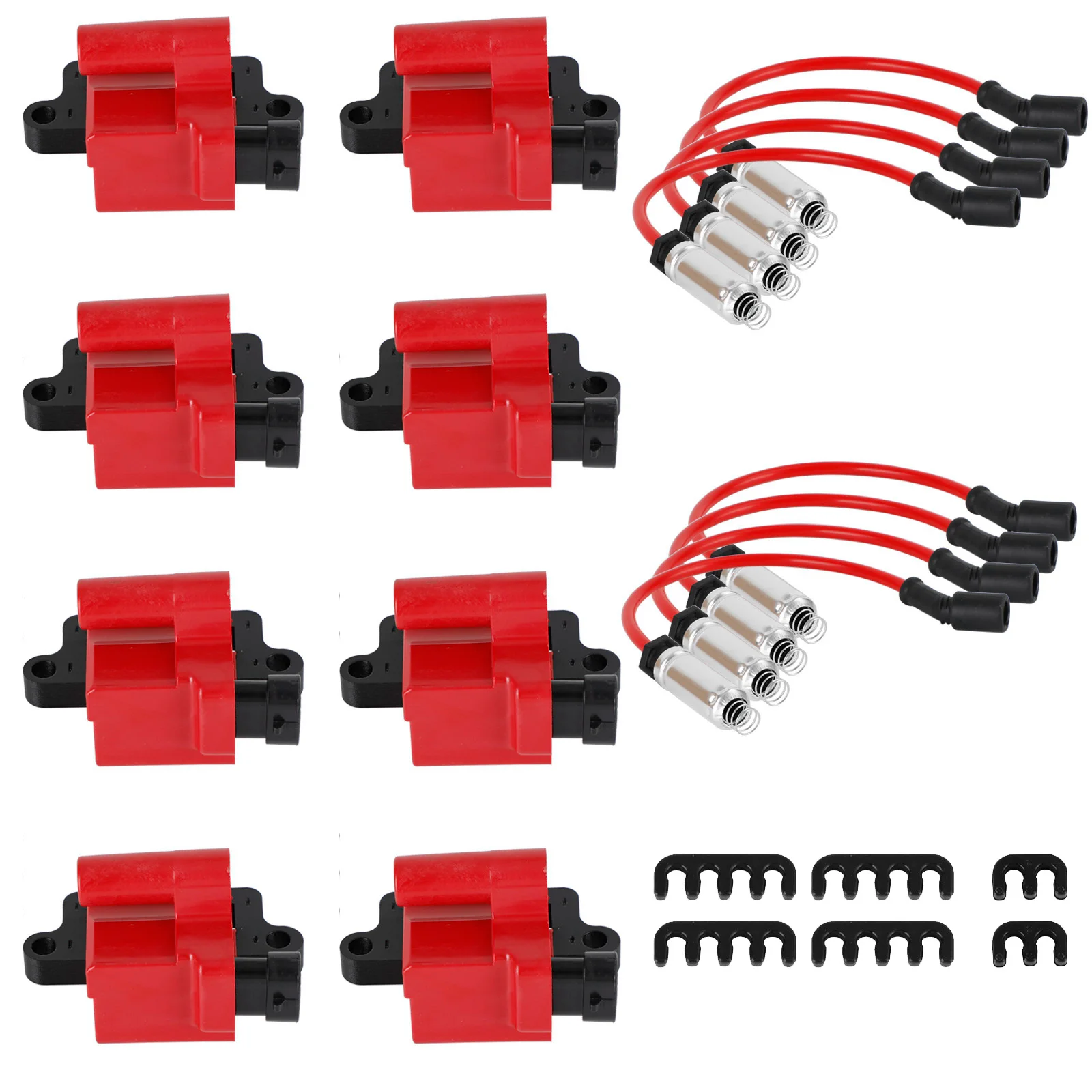 

8pcs D581 Square Ignition Coils Ultra High With Spark Plug Wires 3859078 For GMC For SILVERADO 1500 2500 3500 4.8L 5.3L 6.0L