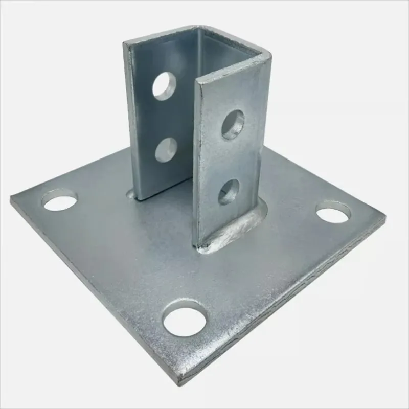 

4 Holes Square Mount Strut Post Base for 1-5/8" Single Strut Channel Solar Panel Bracket