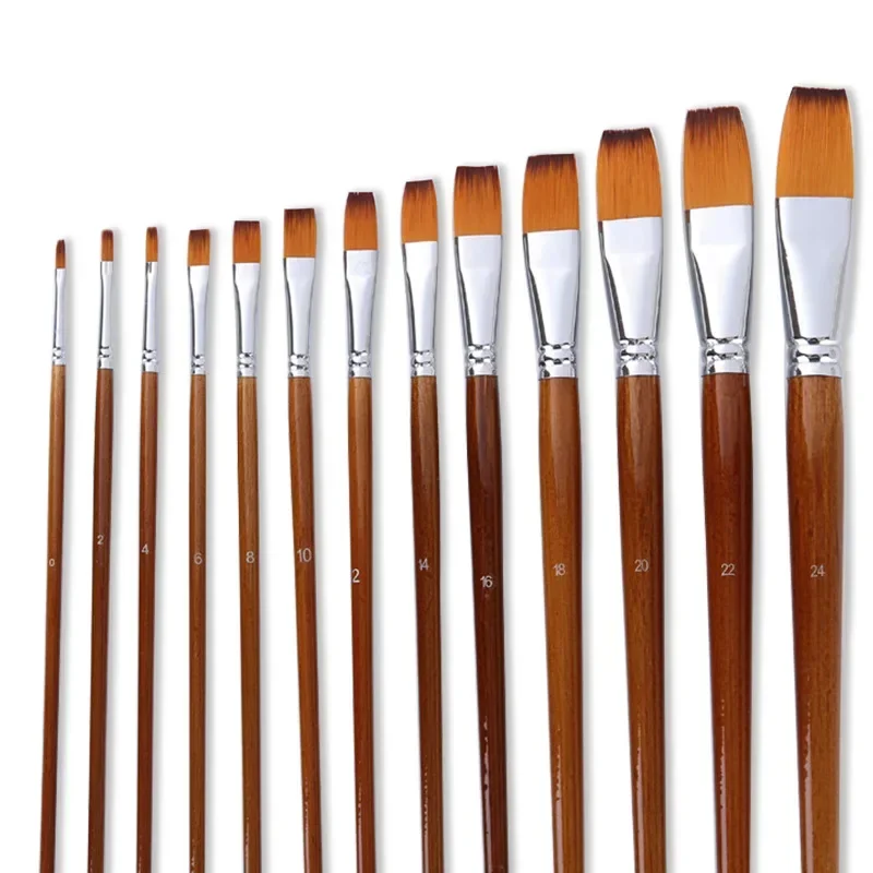 13Pcs/Set Fine Oil painting brush acrylic painting digital painting children's environmental nylon brush row pen Art Stationery