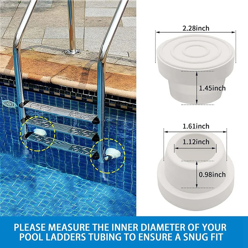 4 Pack Pool Ladder Rubber Stopper Bumpers,For 1.90Inch Ladder Tubing For Protect Swimming Pool Liner,Ladder Foot Cover