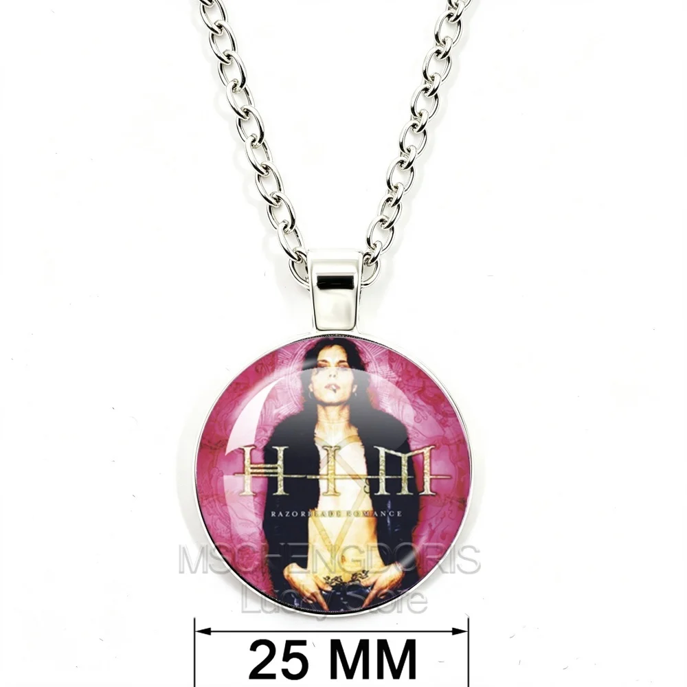 H-HIM Rock Band V-Ville V-Valo Glass 25MM Pendant Necklace Accessories Jewelry Fans Collect Charm Musician Gifts For Friends