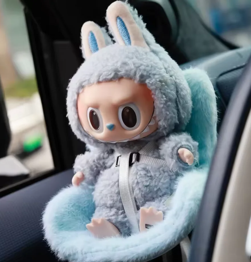 Labubu 15-17cm Cute Mini Plush Doll Safety Seat Kawaii Doll Outlet Aromatherapy Decoration Gift Car Air Interior Girl Toy Gift