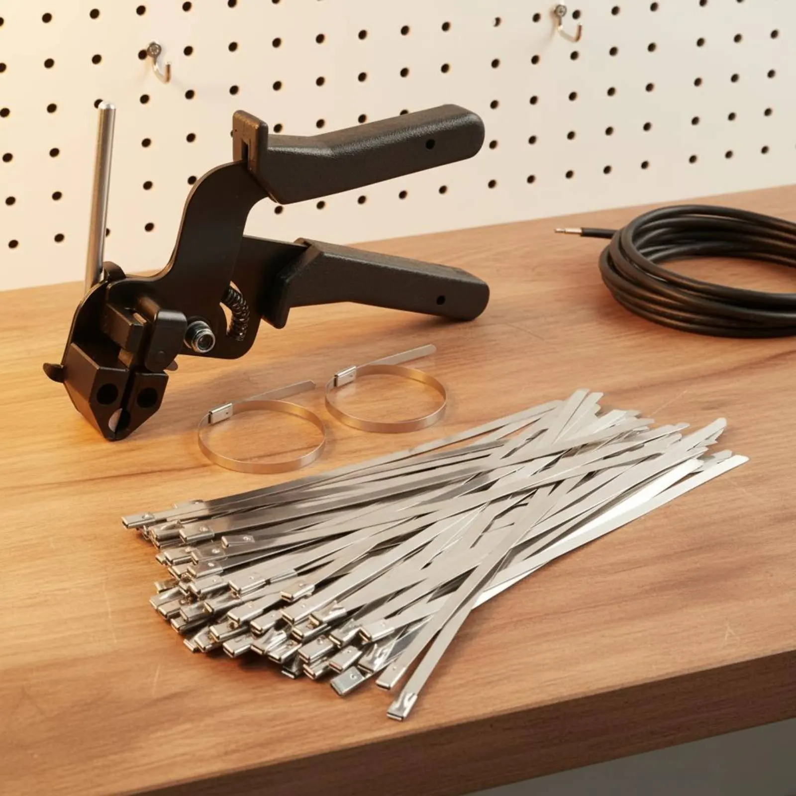 

Stainless Steel Cable Tie Tool Tighten and Cut Cable Tie Tightening Pliers Long-Lasting Adjustable Tension for Electrical Work