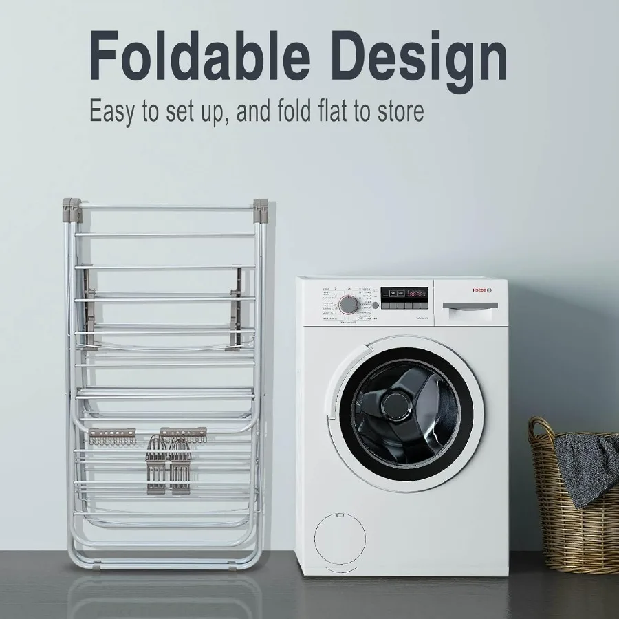 Large Capacity Double Drying Rack with Height Adjustable Design Rustproof Finish NonSlip Clips and Drainage Features for Airy a