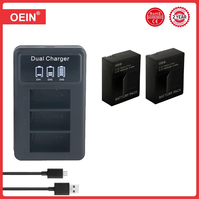 AHDBT-301 Battery AHDBT301 Bateria For Gopro Hero 3 3+ Go Pro Hero3+ Hero3 USB LED Smart Charger For GoPro Camera accessories