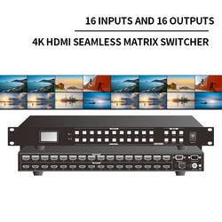 SEAMLES Matrix Switch HD1.4 16X16 4K 30Hz  Profesional Rack HDMI-compatible  Splitter 16 in16out with Audio Video Switcher EDID