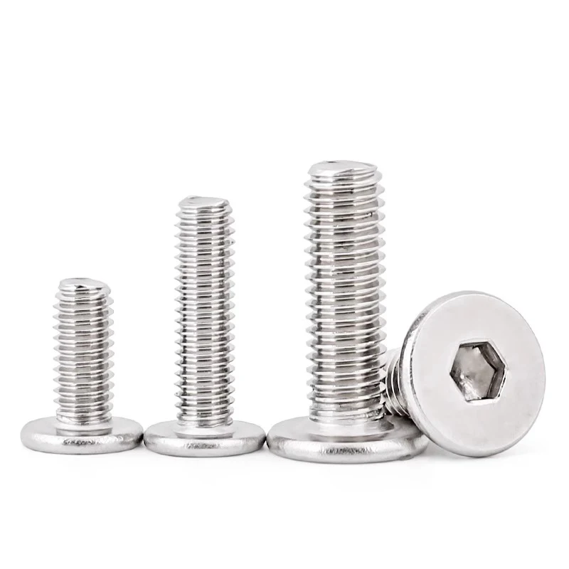 304 Stainless Steel Ultra Thin Flat Wafer Allen Head Bolt Screw M2 M2.5 M3 M4 M5 Hex Hexagon Socket Super Low Head Screws