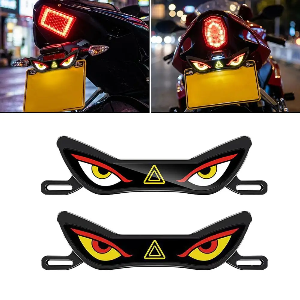 12V Devil Eye LED Motorcycle License Plate Lights Waterproof Modified Tail Lamp Decorative Atmosphere Warning Signal Lamps