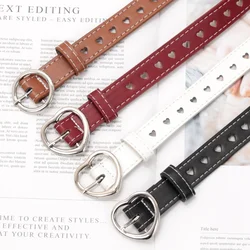 Women PU Leather Belt Hollow Out Loving Heart Ladies Waist Belt Personality Female Designer Jeans Pants Strap for Women Girls