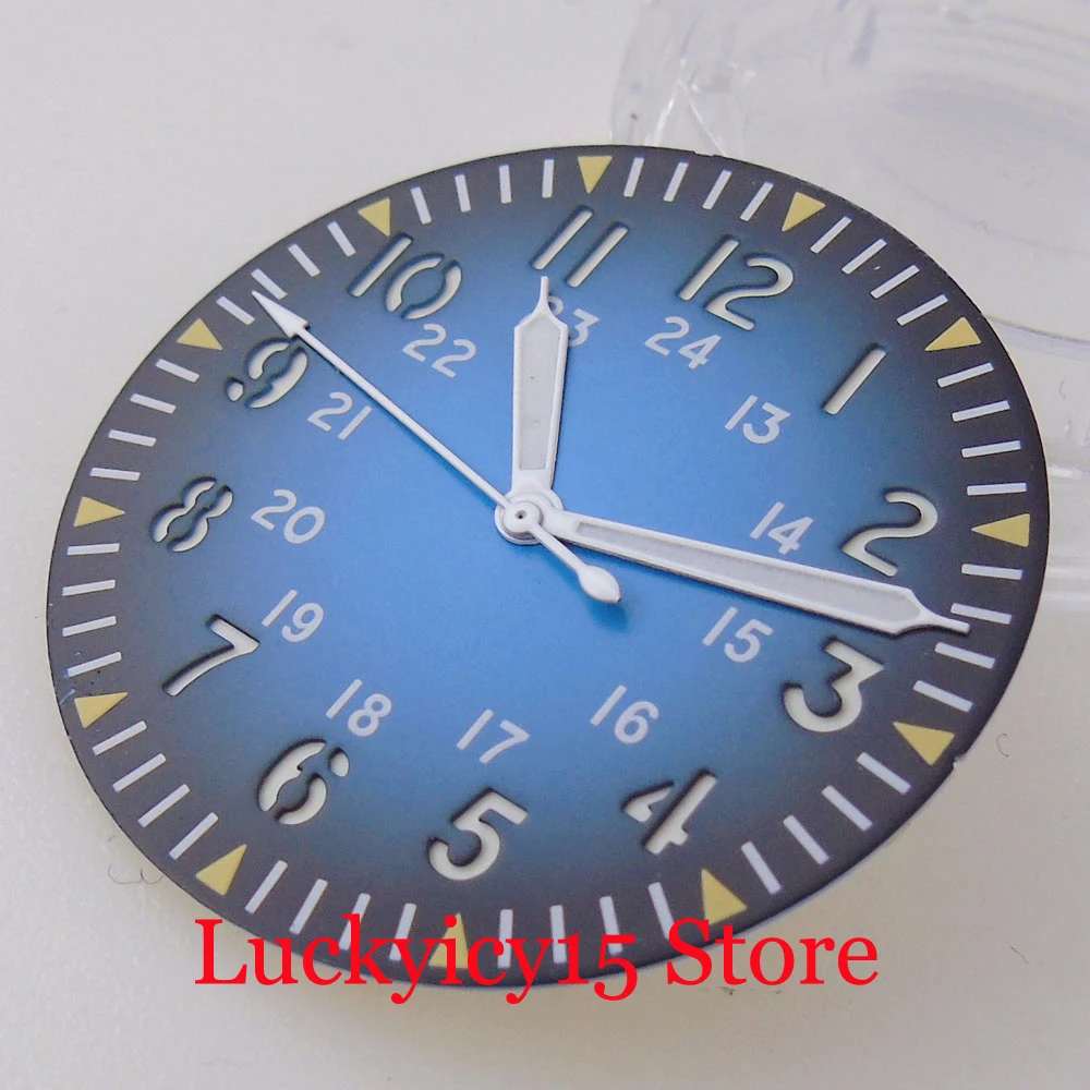 33.5mm Gradient Black Watch Spare Parts Replacements Green Luminous Watch Dial Hand Set Suitable For Fit NH35A NH36A SKX SRP