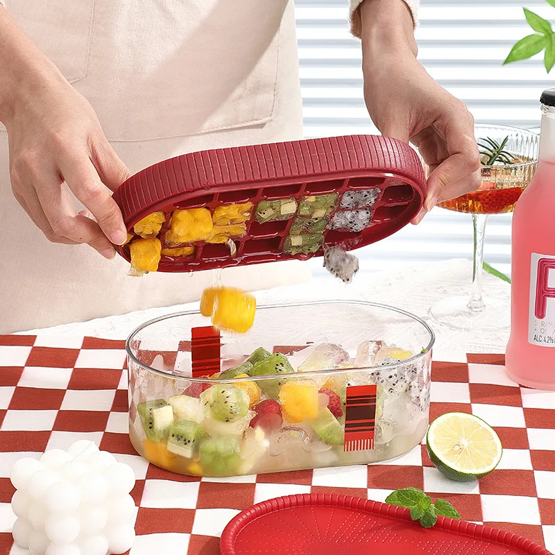 

Ice Cream Mould Grid Tray Ice Making Chocolate Mold Cube Silicone Storage Box Summer DIY Drink Cool for Tea Milk Wine Coffee