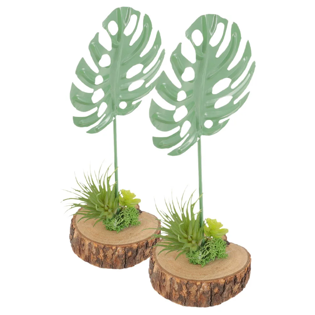 

2 Pcs Tortoise Back Leaf Decoration Bathroom Accessories Artificial Ferns for Outdoors Large Greenery Plants Leaves Wall Home