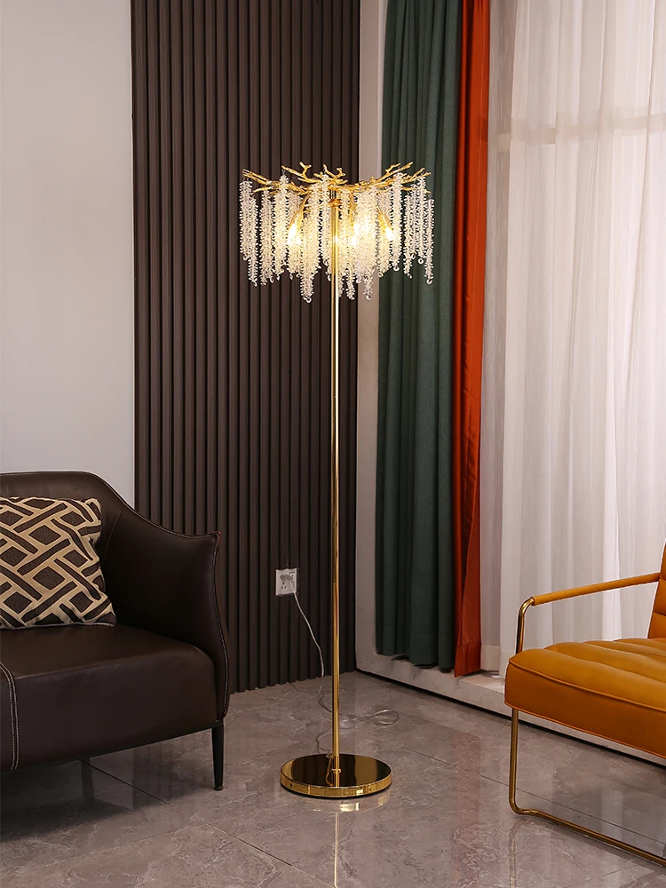 Lampadaire en cristal K9, lampadaire nordique à LED de 150cm, lampadaires de lecture modernes pour salon, éclairage intérieur, chambre à coucher