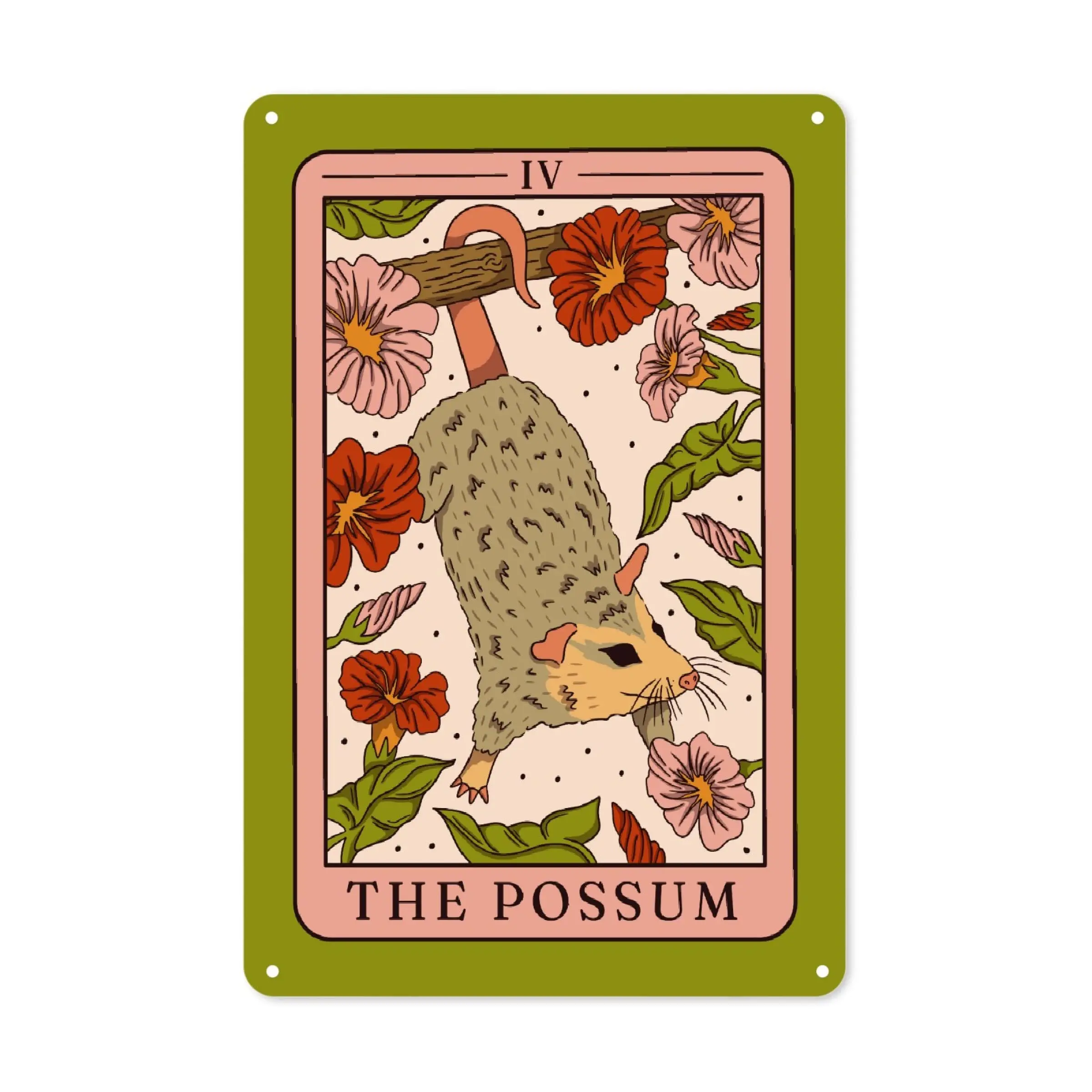 Possum Tarot Metal Sign Gifts Wall Decor Funny Tin Signs Wall Art Posters Prints for Home Room Kitchen Bar Office Etc 8x12  sign