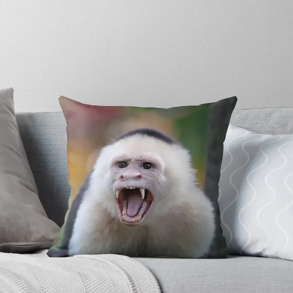 Angry Capuchin Monkey Throw Pillow christmas decorations 2025 Sofas Covers Anime pillow