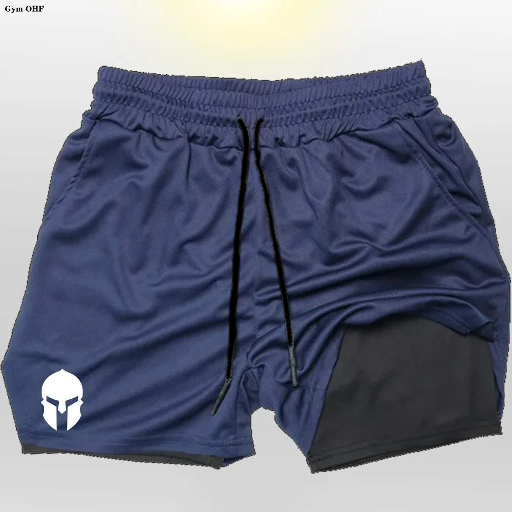 Professionelle Sportshorts für Herren, doppellagig, eng anliegend, hohe Elastizität, schnell trocknend, Schweißabsorption, atmungsaktiv – Detail 6