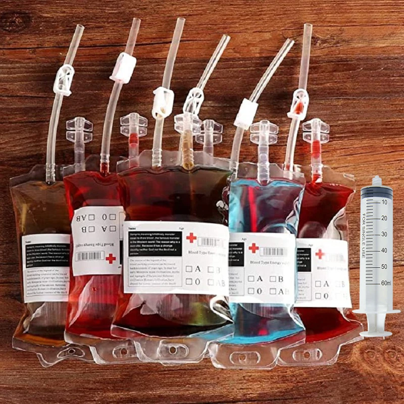 Halloween Blood Bags Juice Drinking Energy Pack Vampire Horror Props Halloween Party Decoration Vampire Cosplay Supplies