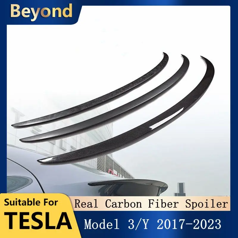 คาร์บอนไฟเบอร์ 2023 สําหรับTesla Mode 3 รุ่นY Trunk Wingสปอยเลอร์ 2017-2022 คาร์บอนไฟเบอร์Originalรถสปอยเลอร์อุปกรณ์เสริม