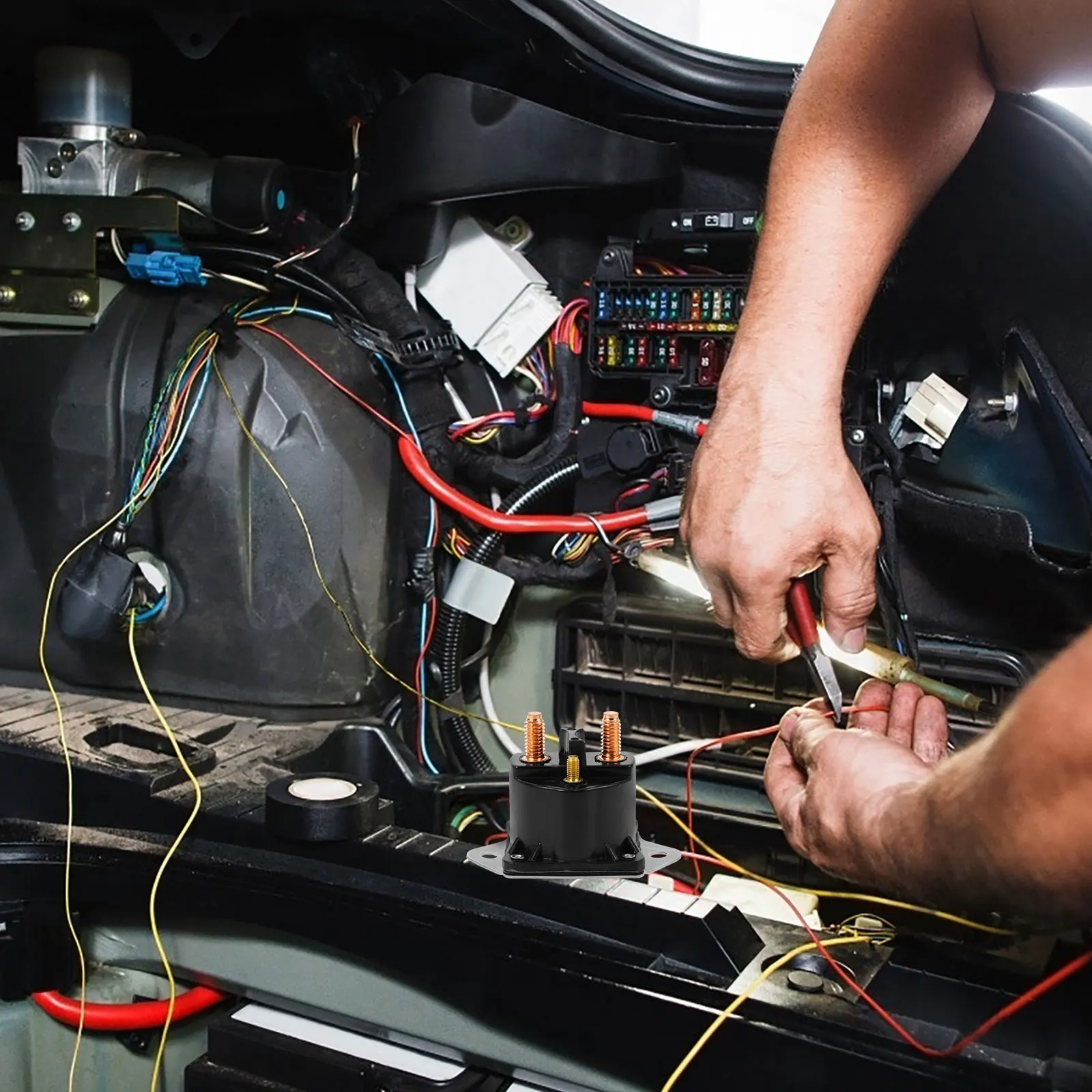 

12V 4 Terminal Winch Relay Solenoid for UTV ATV Construction Vehicles Copper Zinc Alloy Easy Installation Reliable Control