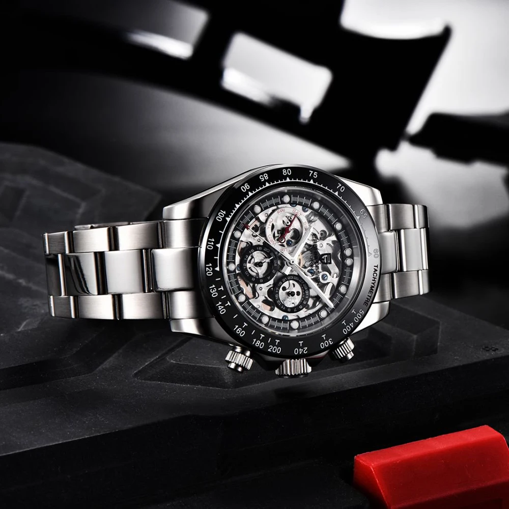 PAGANI DESING Skeleton Style Watch Luxury Automatic Mechanical Watch Sport Waterproof Stainless Steel Luminous Watches For Men