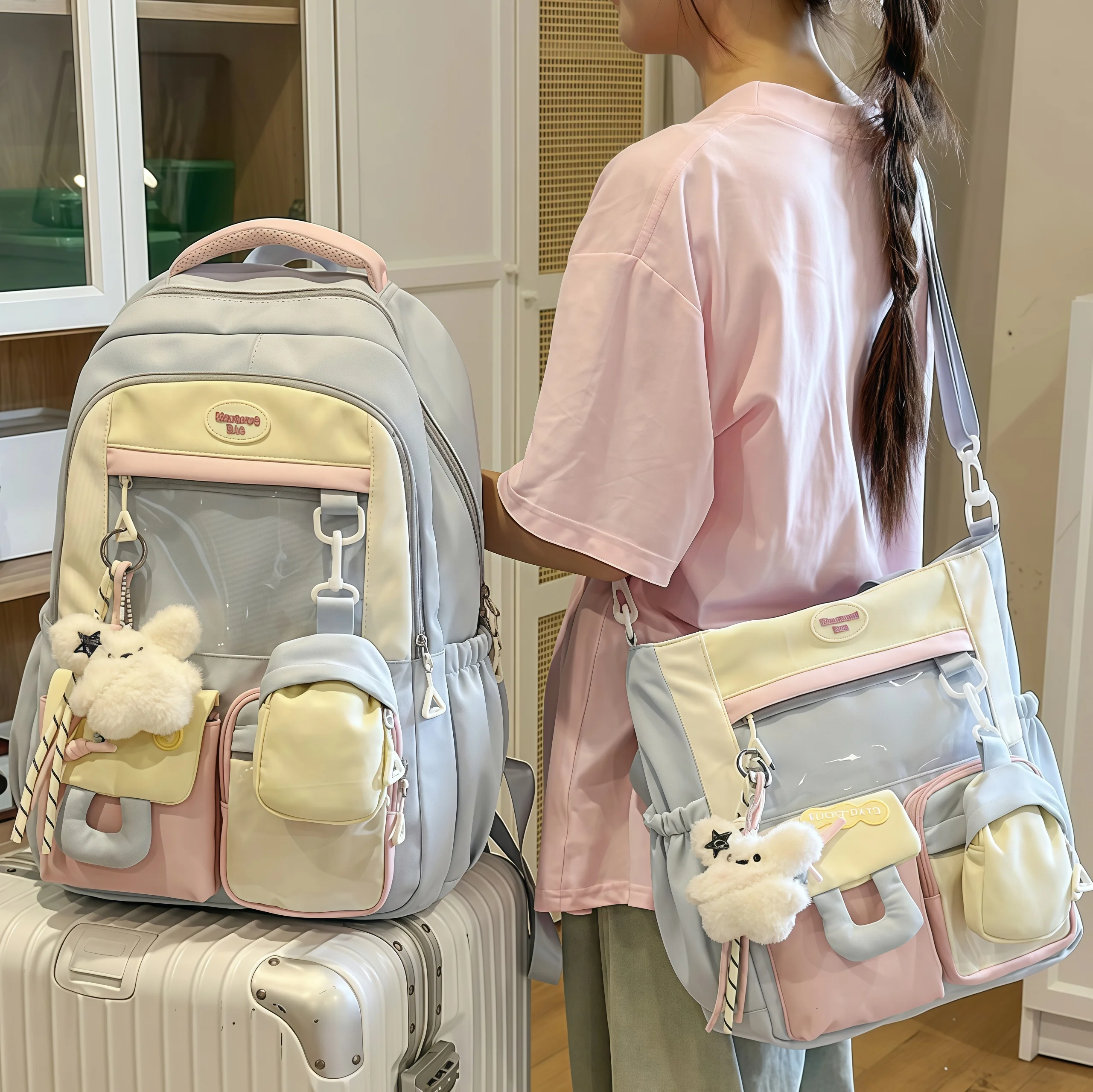 

2026 New Large Capacity Multi-layer Backpack for Junior High School Girls High Aesthetic Dual Shoulder Bag with Water Resistance