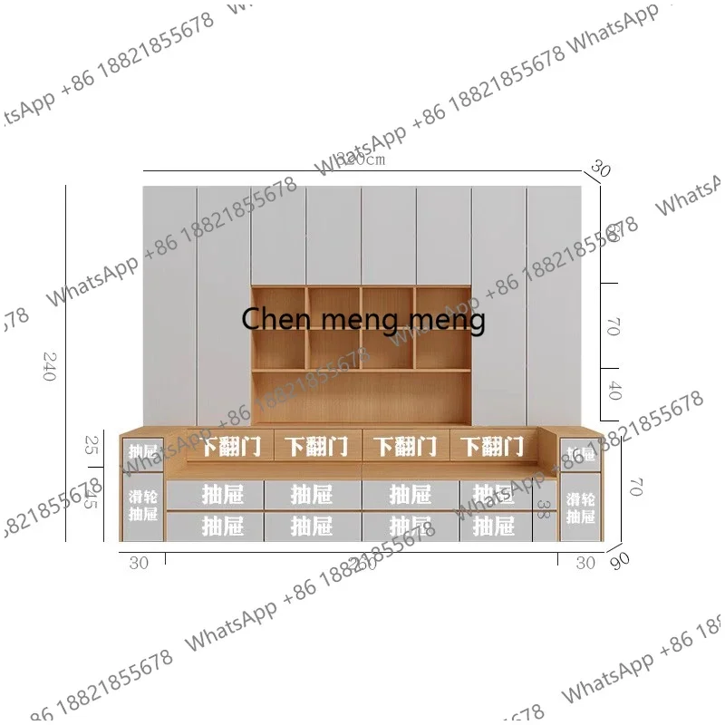 Q181 Modern Minimalist Sofa Bookcase Living Room with Bay Window Background Cabinet Bookcase Storage Wall Cabinet Furniture