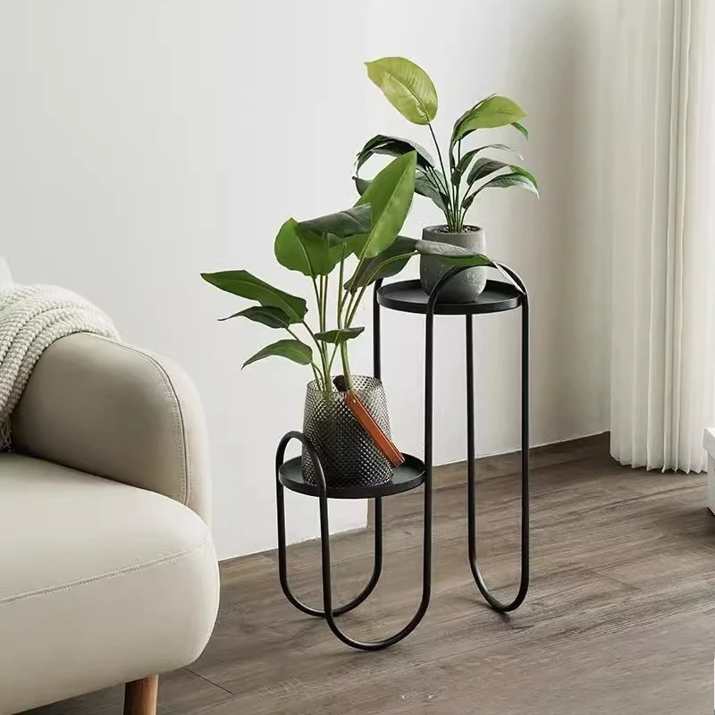 

Balcony flower stand Shelf Living room floor-to-ceiling wrought iron complete flower pot stand Home modern simple indoor shelf
