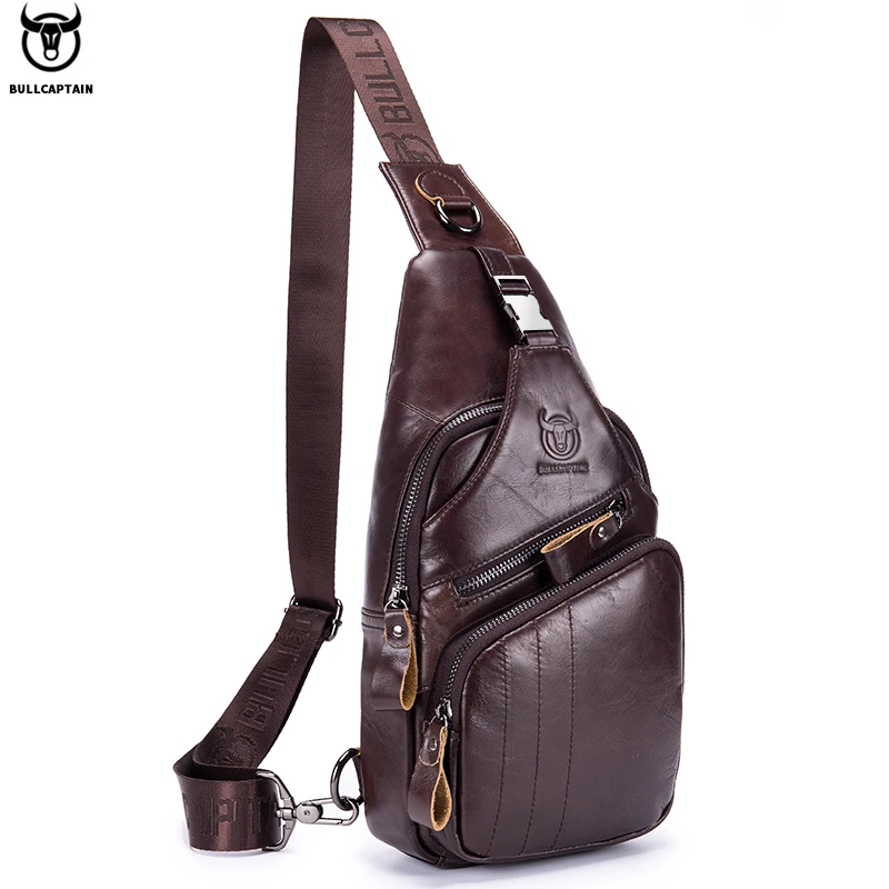 Imagem -02 - Bullcaptain-bolsa de Peito de Couro Genuíno Masculina Mala de Negócios Grande Capacidade Estilo Casual 2023