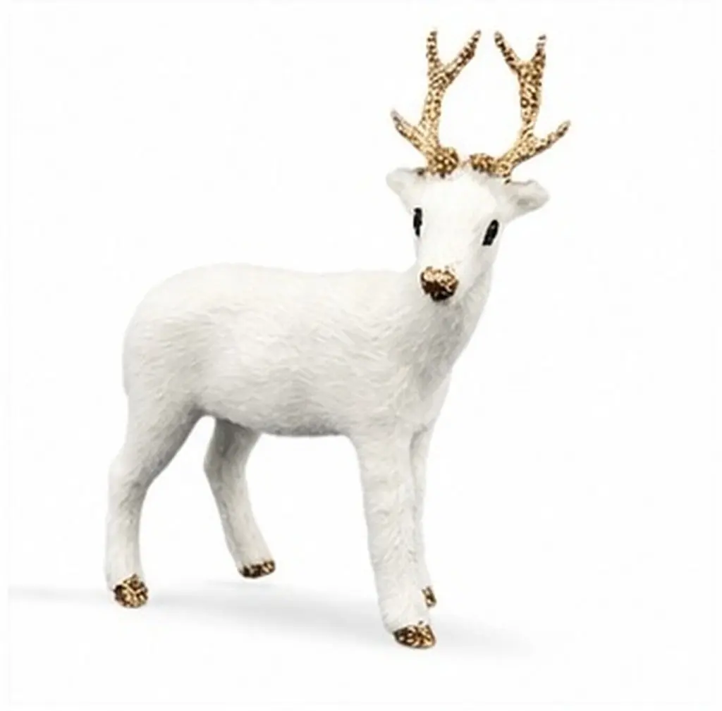 2Pcs Simulation White Deer Ornament Set Glitter Nose Feet Vivid Expression Fine Workmanship for Book Shelf Dashboard Car