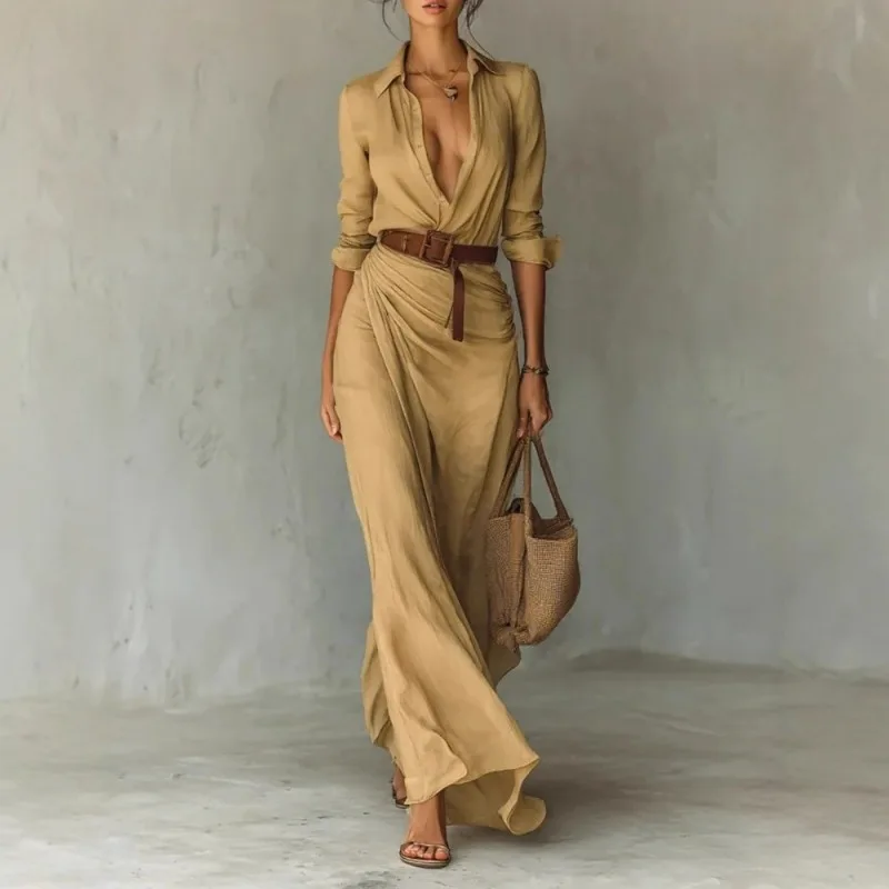 

Elegant Women Clothing AutumnTemperament Sexy Belt Dress