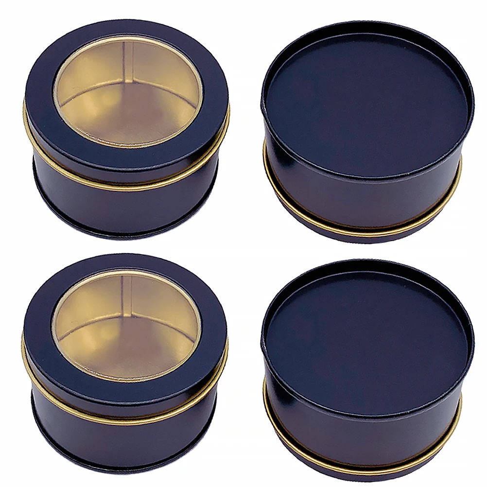 

4pcs Black Packaging Iron Box Tinplate Tea Container Sealed Canister Storage Eco Friendly Safe Healthy Practical Home