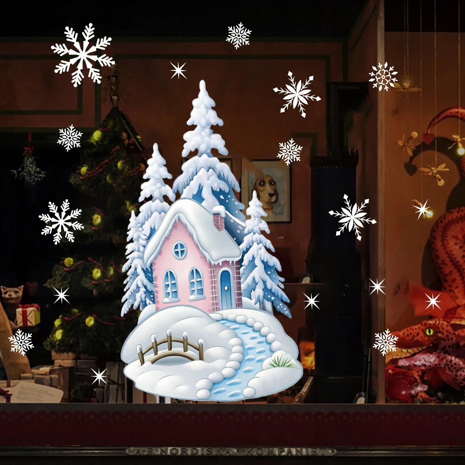 Christmas Wall Stickers Cartoon Snowman Santa Claus Elk Xmas Elf Boy Window Glass Stickers Merry Christmas Decor Happy New Year