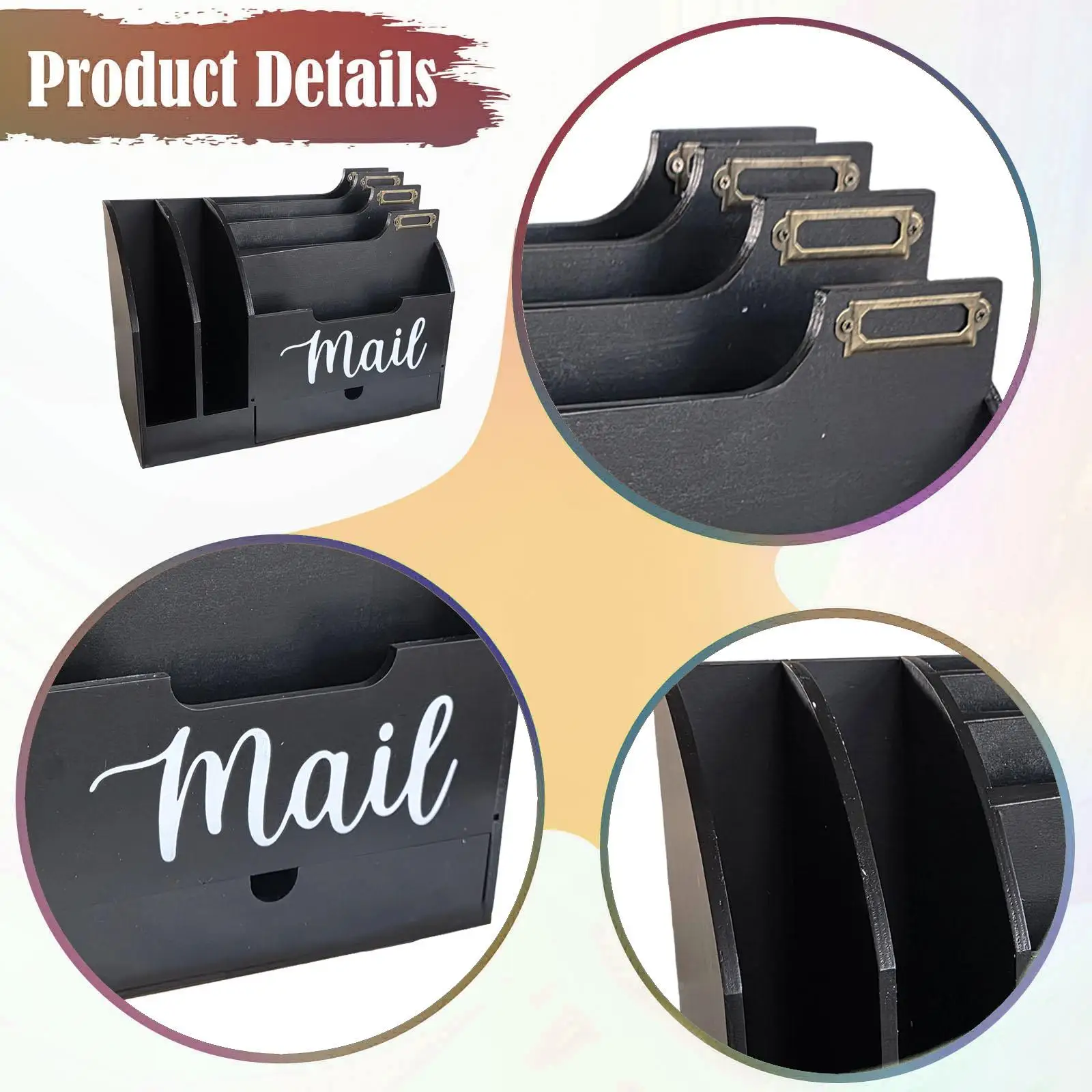 

Mail Organizer Mail Sorter for Home Office Decor Countertop Letter Holder Letter Sorter for Folder Envelopes File Pens Paper