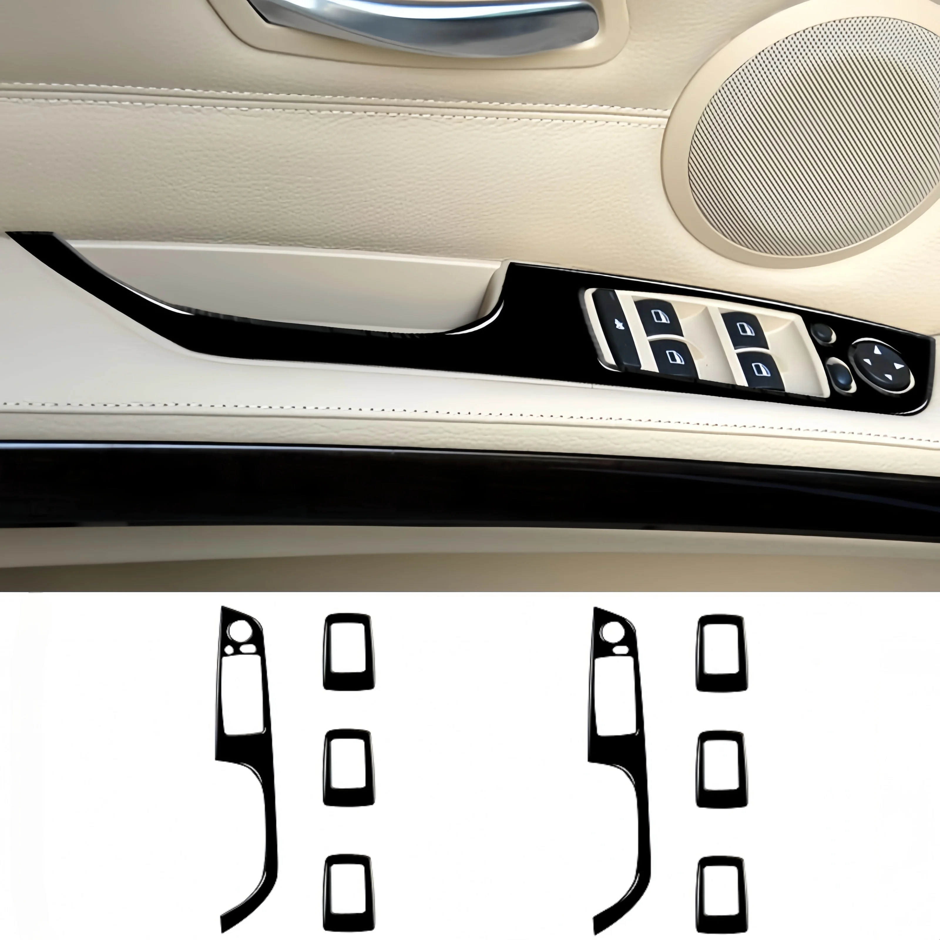 

For BMW E90 2005-2012 Car Interior Accessories Piano Black Auto Door Window Switch Control Panel Trim Cover Decoration Stickers