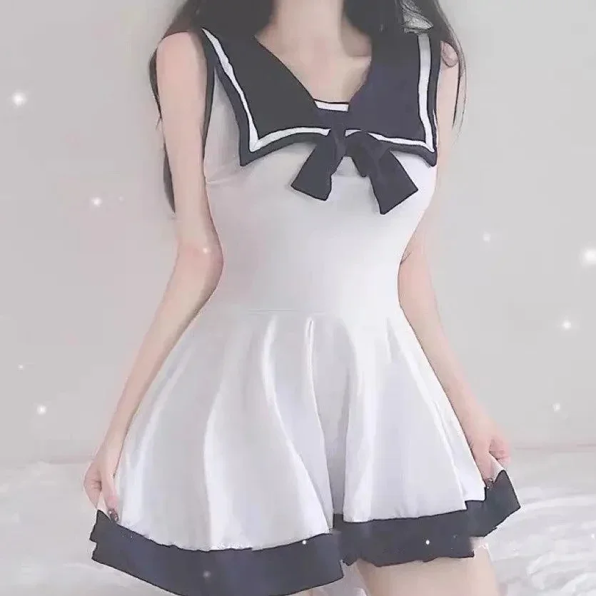 アニメガール海軍セーラードレス水着制服コスチューム夏JK学生ビーチ水着プールパーティーコスプレ服