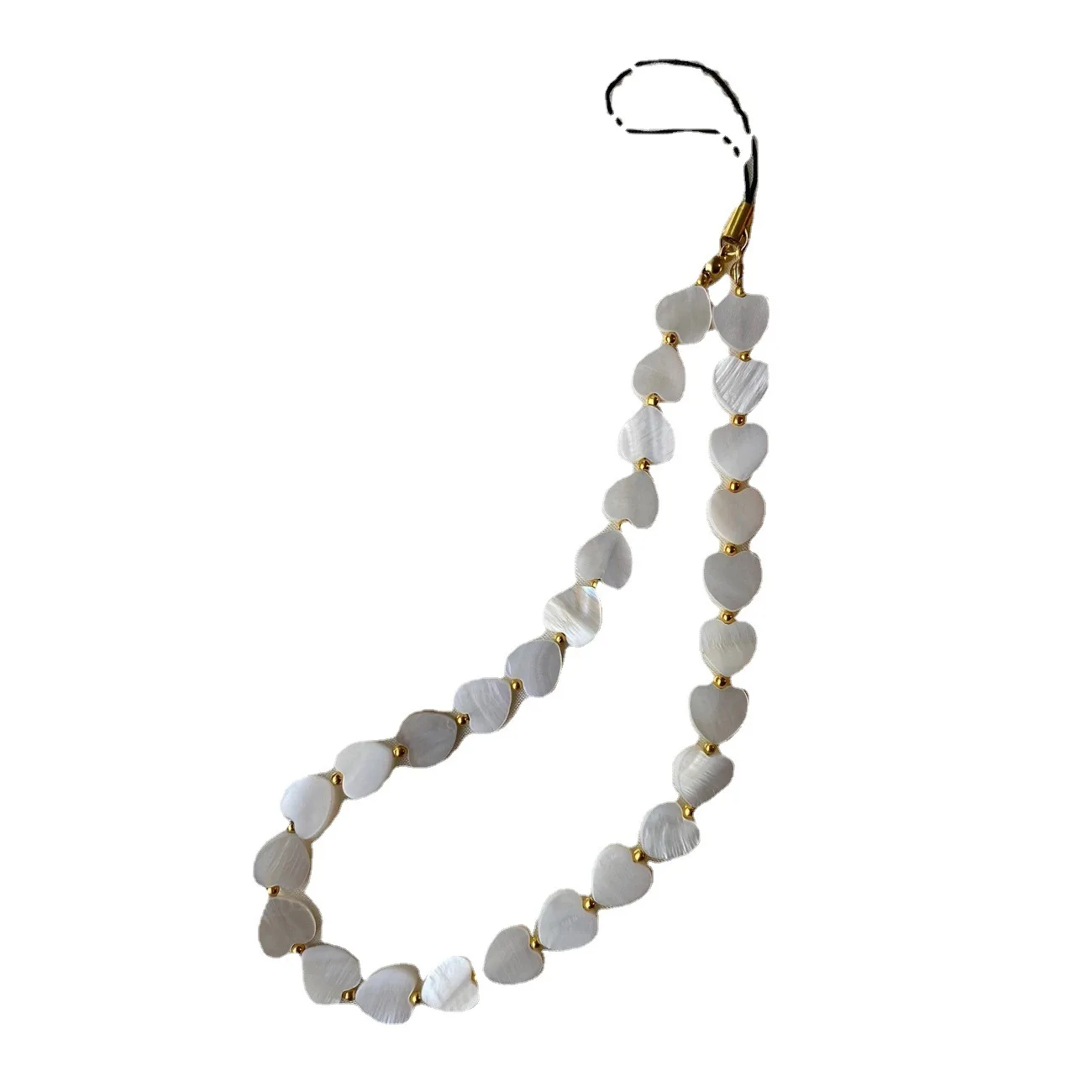 Love Heart Shell Beaded Mobile Phone Chain Key Chain Pendant Simple Mobile Phone Case Accessories Jewelry  Female