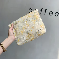 Bolsa grande de cosméticos Floral para mujer, bolsa de maquillaje de flores, estuche de belleza para maquillaje de viaje, organizador, bolso de mano para mujer, bolsa con cremallera