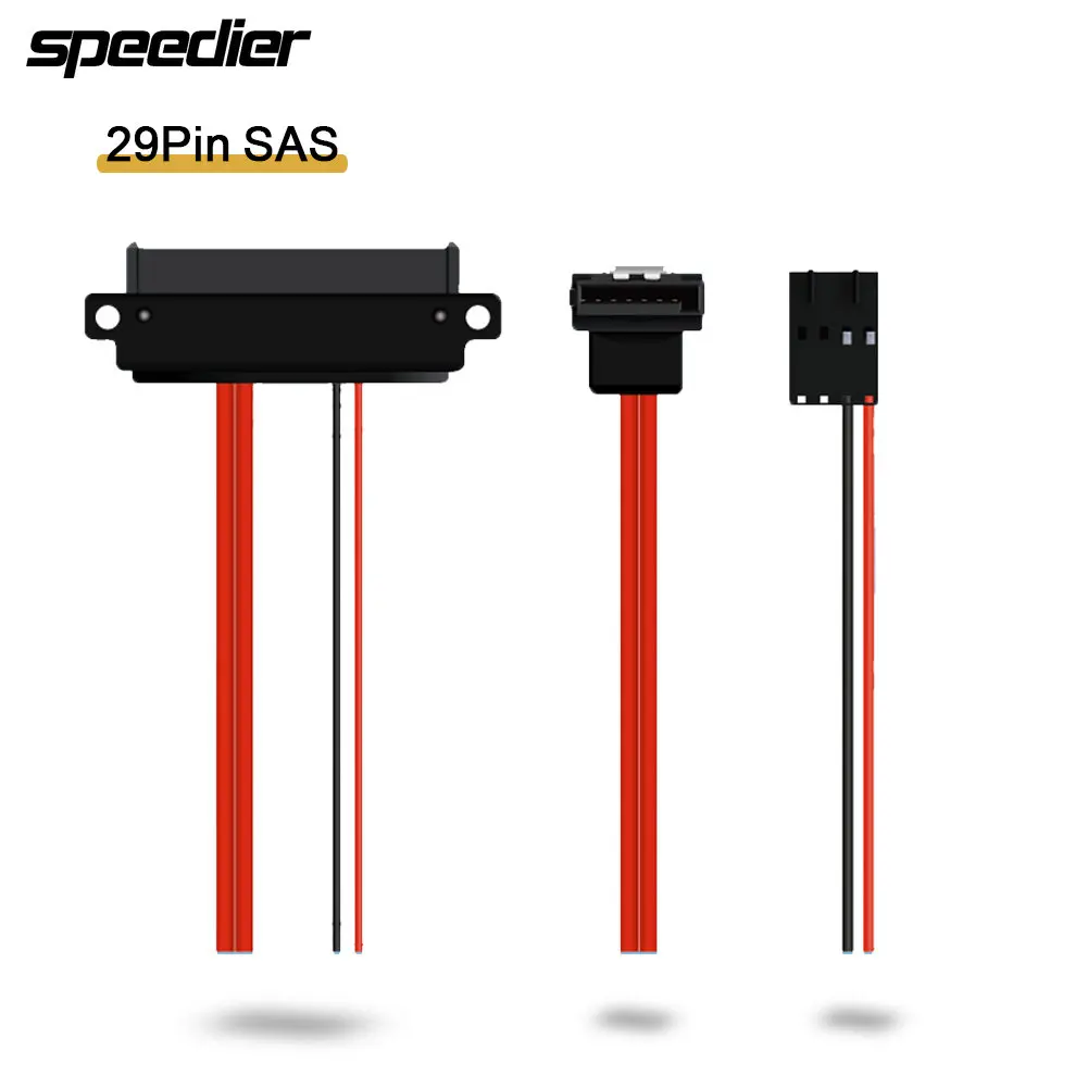 

SAS 29pin Data Power Cord Cable SATA 3.0 22pin with Buckle 4pin Screw Holes 7pin Elbow Compatible for Storage Solutions