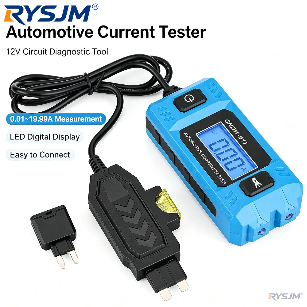 Automotive Current Tester Circuit Tester Automotive Electric Circuit Tester With Voltage Display LED Light 12V Range 0.01~19.99A