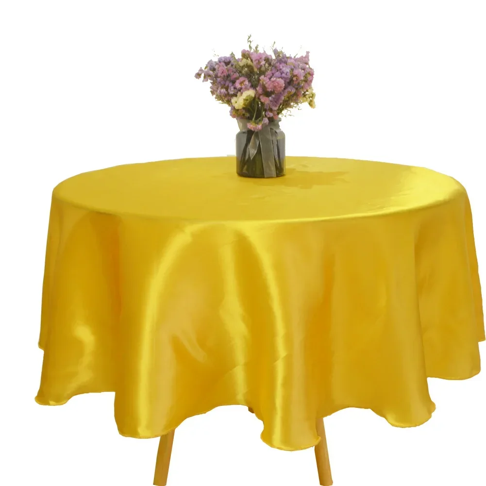 Round 145cm Satin Tablecloth Home Restaurant Table Cloth Tableware Cover Overlay Wedding Banquet Christmas Party Decoration