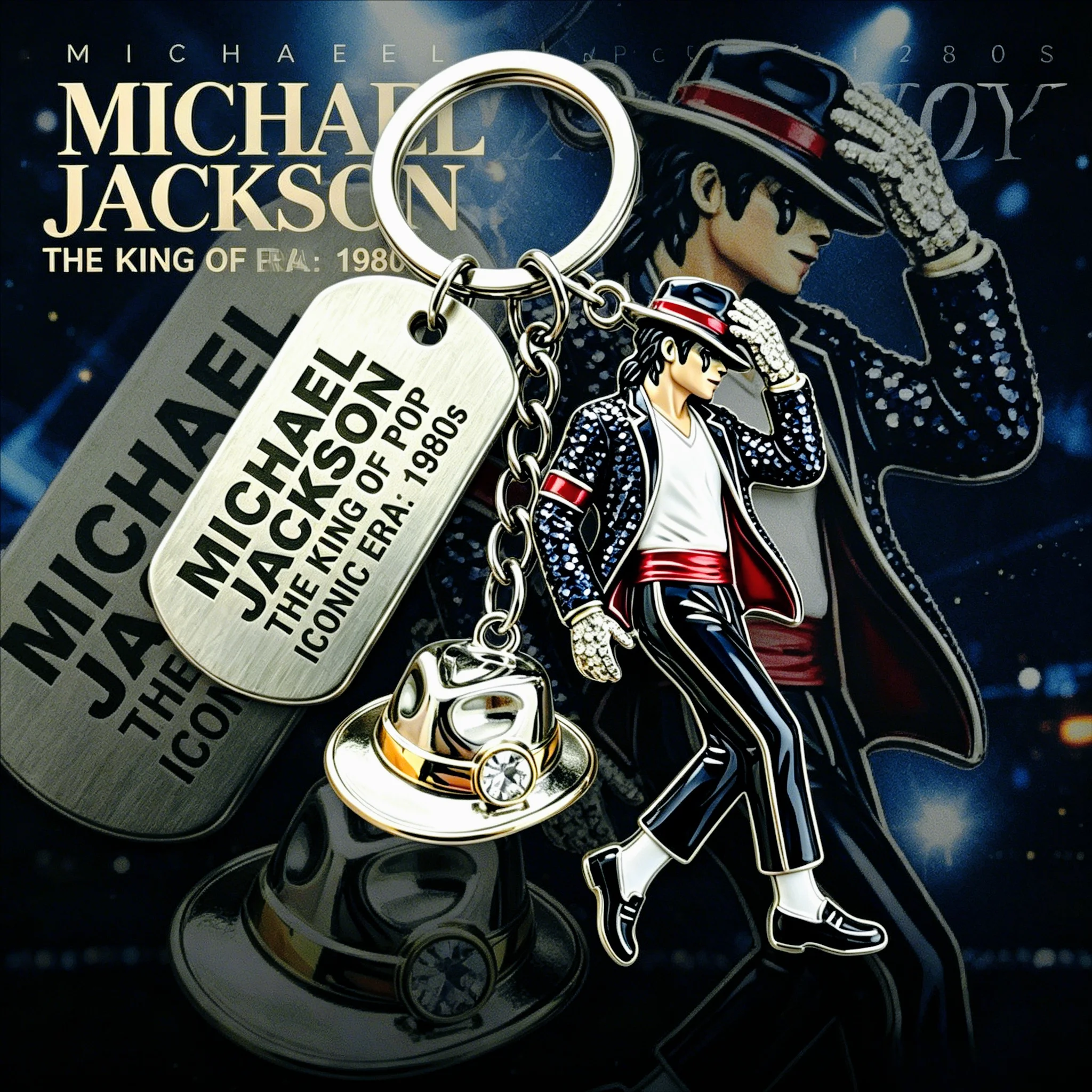 Men Fashion King - 2026 Michael Jackson Keychain, Classic Dance