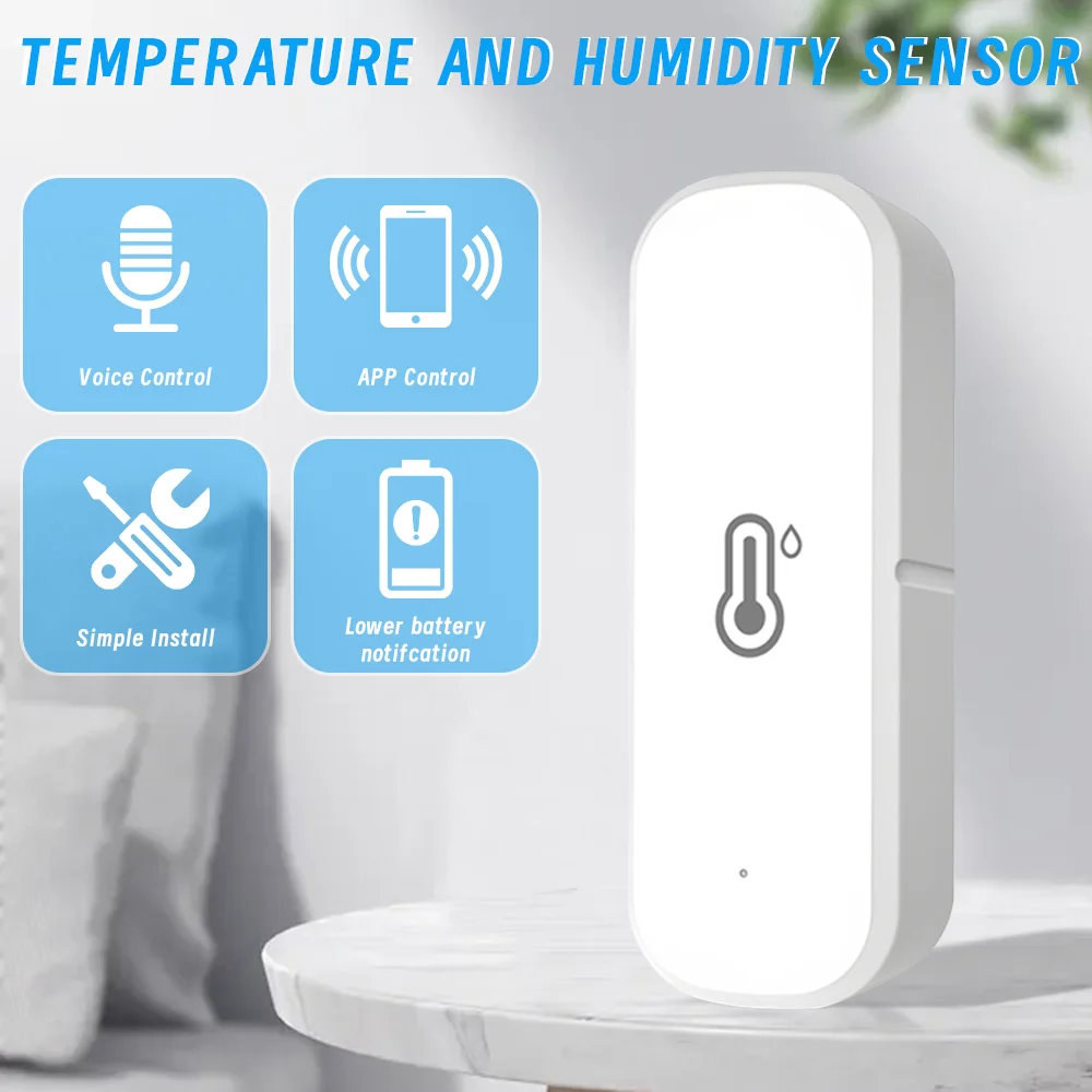 Tuya WiFi Smart Temperature And Humidity Sensor Real-time Monitoring Security Alarm Detector Work With Alexa Google Home