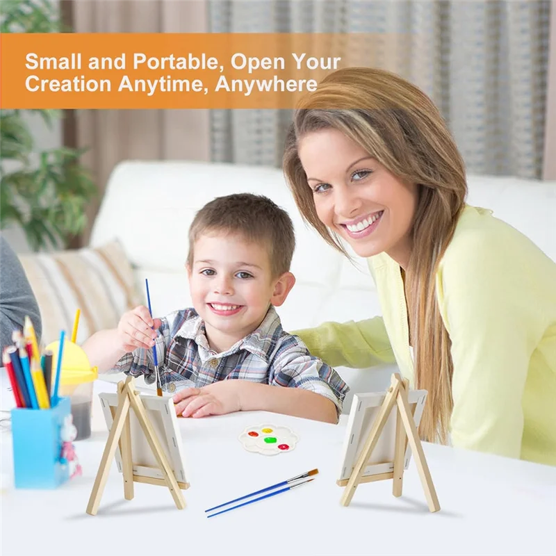 

F-T 15 комплектов мини-холста и мольберта, 4 х 4-дюймовый мини-холст и растянутый мольберт + акриловые краски + кисти + прочные палитры