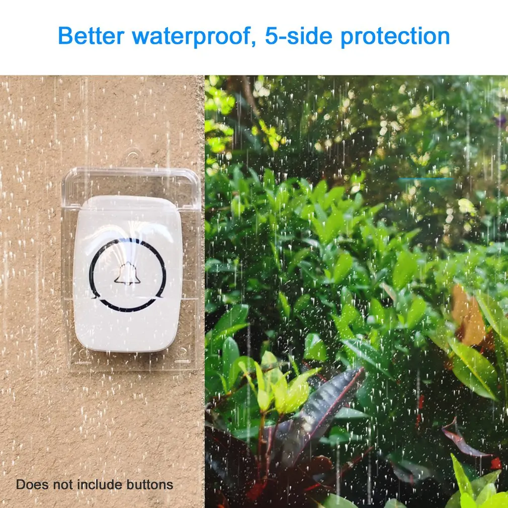 Waterproof Cover For Wireless Doorbell Door Bell Ring Chime Button Transparent Door Bell Protective Cover For Home Doorbell